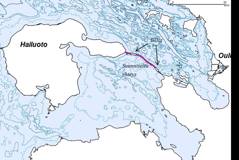 1 1 JOHDANTO Mantereelta Hailuotoon on suunniteltu rakennettavaksi kiinteä yhteys, eli pengertie, jossa on kaksi silta-aukkoa. Siltojen paikat ovat rakennettavan yhteyden itä- ja länsipäissä.