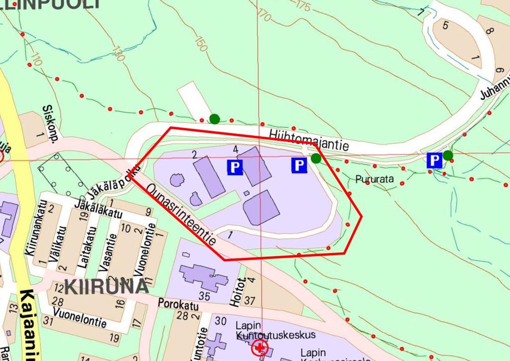 R A 3 1.2 Kaava-alueen sijainti Suunnittelualue sijaitsee 4. kaupunginosassa, Ounasvaaran laelle ulottuvan Hiihtomajantien varrella. Alueella sijaitsee mm. urheiluopisto ja Lappi Areena. 1.3 Kaavan nimi ja tarkoitus 4.