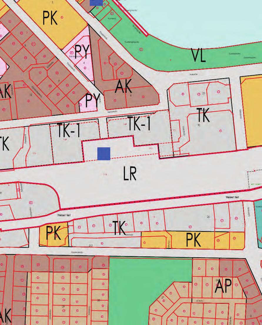 LTEKARTTA A Ote Kajaanin keskustaajama 0 osayleiskaavasta.