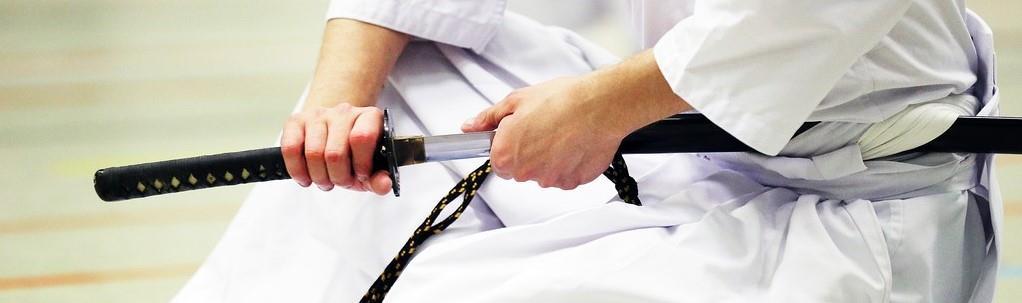(bokken). laidôssa harjoitellaan ennalta määrättyjä liikesarjoja (kata).