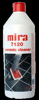 PUHDISTUSAIT mira 7210 ceramic wash Alkalinen puhdistusaine Pesuaine lasittamattomattomille pinnoille tiiviste sekoitetaan veteen 1 : 20 reaktioaika 510 min pesu puhtaalla vedellä työskentely