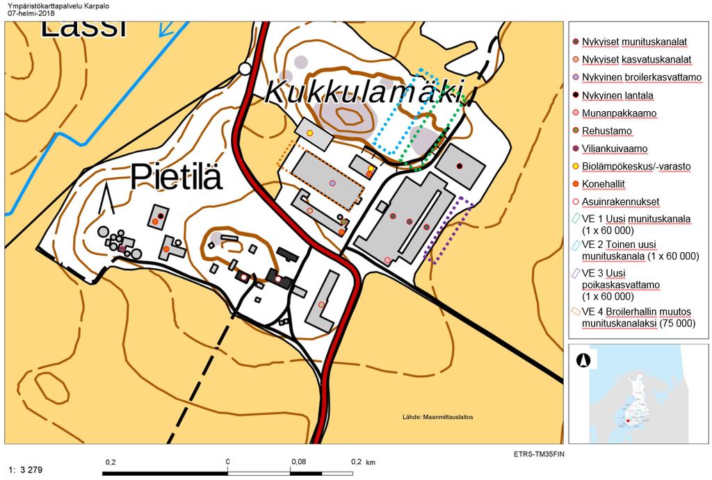 4/17 poikastuotantorakennus 1, jossa on 33 000 kananuorikkoa, poikastuotantorakennus 2, jossa on 30 000 kananuorikkoa, broilerikasvattamo 2, jossa on 30 000 broileria ja broilerikasvattamo 3, jossa