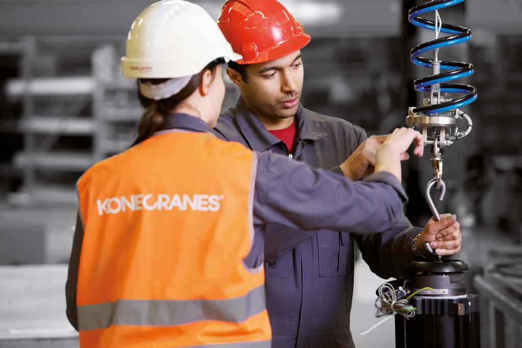 Työpistenosturit Konecranes 3 INNOVAATIOT EDISTÄVÄT ERGONOMIAA JA TURVALLISUUTTA Konecranes tunnetaan maailmanlaajuisesti eri teollisuudenaloille ja erilaisiin ympäristöihin suunnitelluista