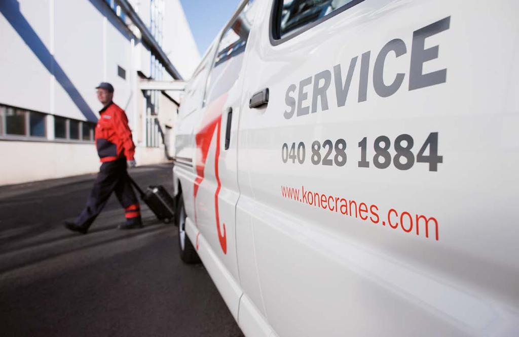 14 Konecranes Kunnossapito Kunnossapito Konecranes 15 TARPEISIISI RÄÄTÄLÖITY HUOLTO TURVALLISUUTTA JA SUORITYSKYKYÄSI PARANTAMASSA Kaikkien huoltoratkaisujemme tavoitteena on tarjota optimaalinen