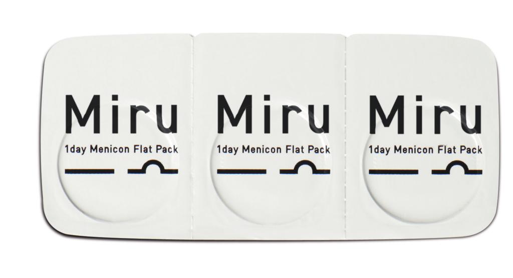1 mm kuplapakkaus Miru 1day Menicon on pakattu super-litteään muovipakkaukseen. Pakkauksen avaaminen on lastenleikkiä.