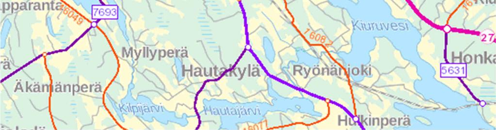 kohdalla on Kalliokyläntie. Seutu- ja yhdystiet välittävät liikennettä Pyhännälle, Vieremälle ja Pielavedelle. Näiden teiden liikenne aiheuttaa eniten meluhaittaa taajaman keskellä ja laidoilla.