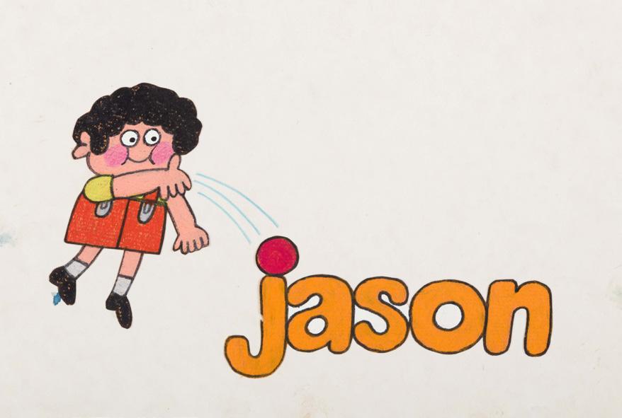 Näyttelyn teokset Jason (Weilin+Göös 1975) Kaarina käy töissä tehtaassa ja Jason viettää päivät perhepäivähoidossa Hannan luona.