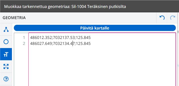 Liikennevirastn hjeita 36/2018 LIITE 4 / 5 (15) 2.2 Sijainti- ja gemetriatiedt Hum! Sillan rakennekuvaus n laadittava ennen kuin rakenteelle tallennetaan sen gemetria.