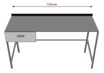 1200TPR Pöytä, alahyllyllä ilman laatikkoa 1200x650x870-900 3 1200TPL Pöytä, ilman alahyllyä ja laatikkolla