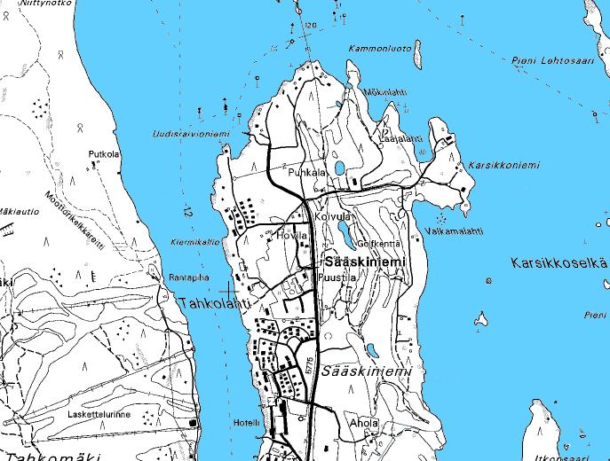 FCG Finnish Consulting Group Oy Kaavaselostus 2 (10) 1.2 Kaava-alueen sijainti Kaava-alue sijaitsee Tahkon keskusta-alueen pohjoispuolella, Syvärin rannalla Sääskiniemen pohjoisosassa.