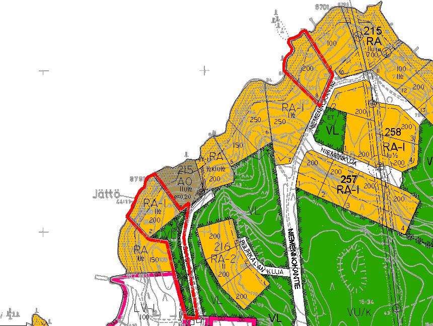 Kuva 4: Ote Tahkovuoren yleiskaavasta Asemakaava Suunnittelualueella on voimassa kaupungin valtuuston 11.04.