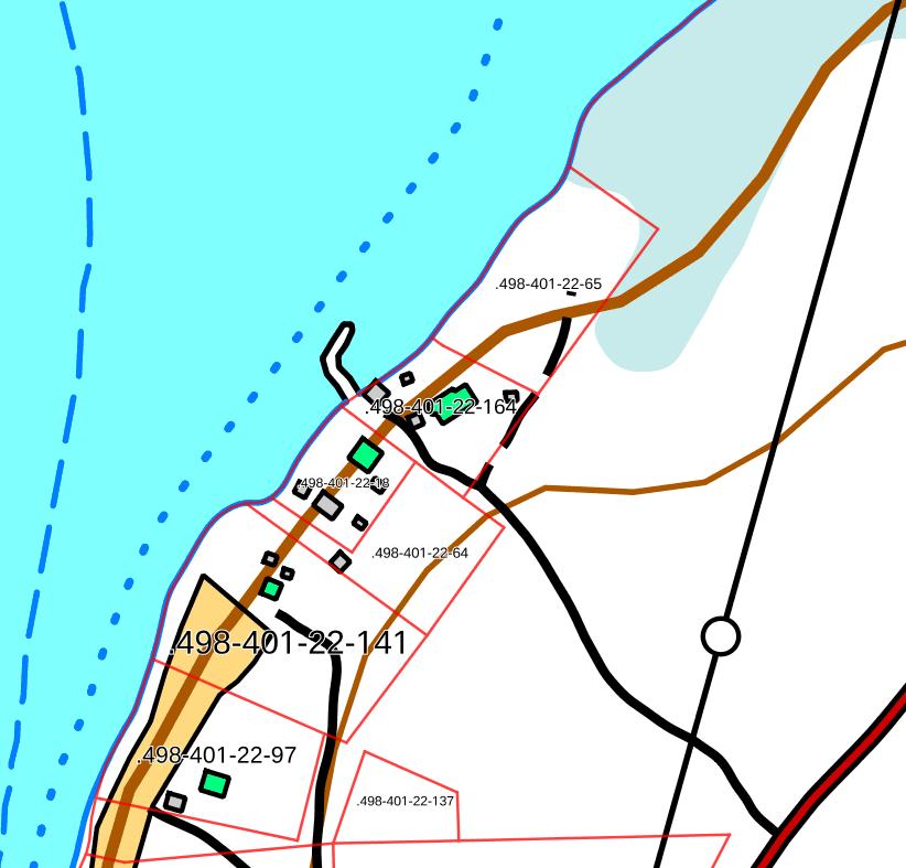 Kiinteistöinä ranta-asemakaavan muutos koskee tiloja 498-401-