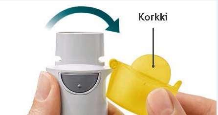 AVAA AVAA korkki, niin että se aukeaa kokonaan. PAINA Hengitä ulos hitaasti ja syvään.