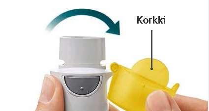Kierrä läpinäkyvää pohjaosaa etiketissä olevien nuolten suuntaan, kunnes se