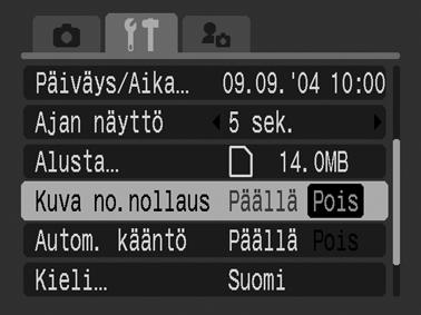 Kuvanumeron muuttaminen Ottamillesi kuville määritetään automaattisesti kuvanumerot. Voit valita, miten kuvanumero määritetään.
