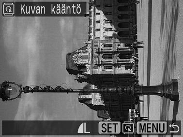 Kuvien kääntäminen näytössä Kuvia voi kääntää näytössä myötäpäivään 90 tai 270.