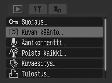 Palaa toistonäyttöön painamalla MENUpainiketta uudelleen. Elokuvan kuvia ei voi kääntää.