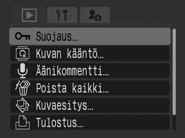 Kuvien suojaaminen Tärkeät kuvat ja elokuvat voidaan suojata tahattomalta poistamiselta. Valitse (Käyttövalikko) 1 -valikosta ja paina FUNC./SET-painiketta.