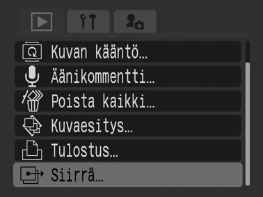 Kuvan siirtoasetukset (DPOF-siirtojärjestys) Kameran avulla voit määrittää kuvien asetukset ennen kuvien lataamista tietokoneeseen.