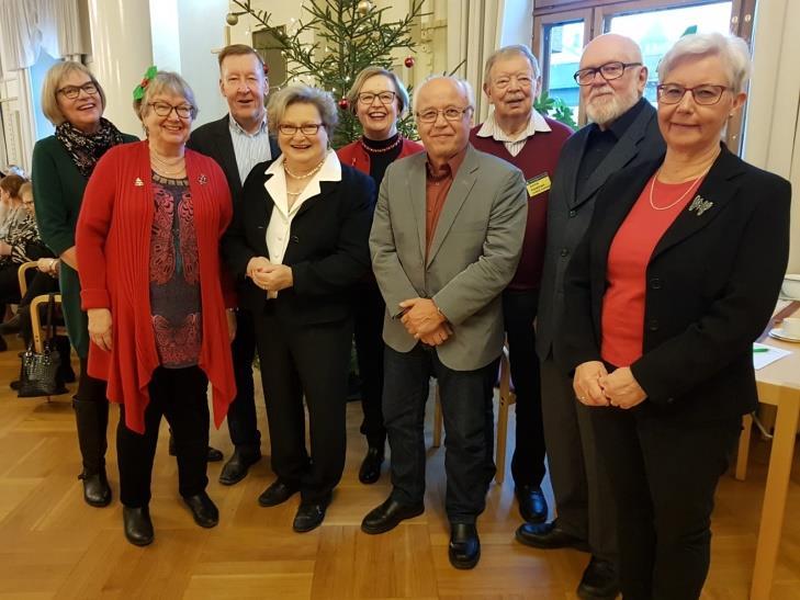 Yhdistyksen hallitus 2019: Maritta Jokinen, Milli Anttonen, Risto Anttonen, Hilkka Knuuttila, Leila Puonti, Jukka Kostiainen, Jorma Koistinen, Risto Mieskonen ja Maire Pihlman.