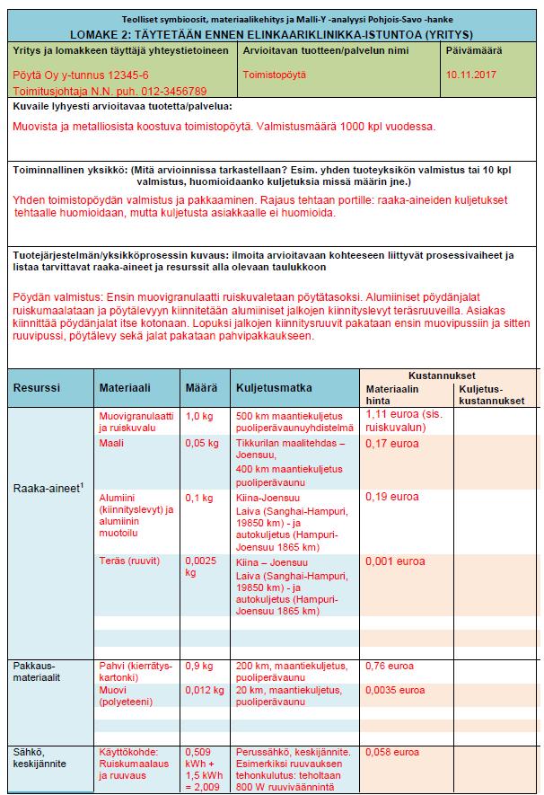 Materiaalitietolomake Luotettavat ja ajankohtaiset materiaalitiedot ovat arvioinnin