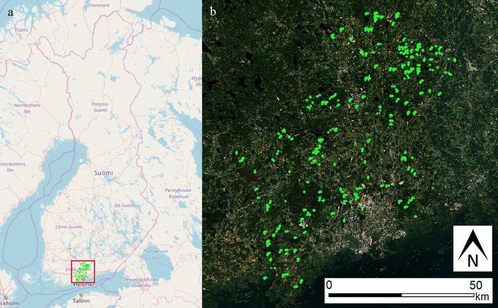 26 3 Aineisto ja menetelmät 3.1 Maastokoealat Tutkimuksessa käytetty maastotieto on Metsäkeskuksen tuottama koeala-aineisto (Kuva 7).