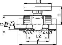 38 36 25 Annostelupalloventtiili PVC-U, Malli 323 Kierremuhvit Rp Rp EPM Kooi Kooi kg 3 8