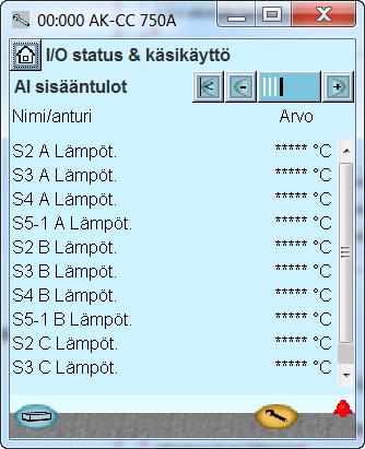 Tarkista digitaaliset sisääntulot Aktivoi eri toiminnot (ovikytkin ja pääkytkin). Tarkista, että säädin rekisteröi aktivoinnin, eli muuttuuko ON/OFF-arvo viimeisessä sarakkeessa.