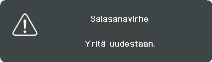 Salasanatoiminnon käyttäminen Turvallisuussyistä ja luvattoman käytön estämiseksi projektorissa on valinta salasanan asettamiseen. Salasana voidaan asettaa On-Screen Display (OSD) -valikossa.