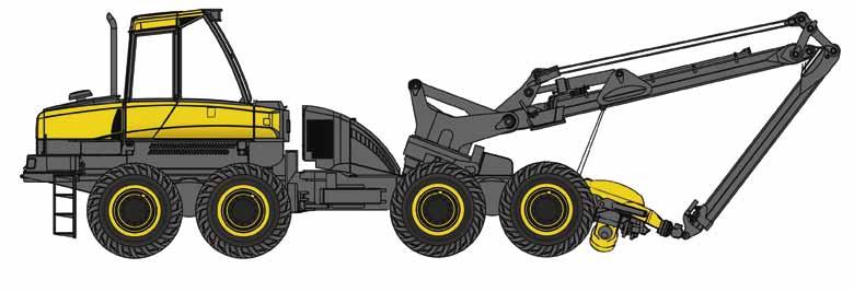 Nosturi Malli: PONSSE C55 / C6 Ulottuvuus: 10 11 m Nostomomentti: 255-310 knm Kääntömomentti: 67 knm Kääntökulma: 250 Jalustan kallistuskulma: ±20 Harvesteripää PONSSE H8 Monipuolisten