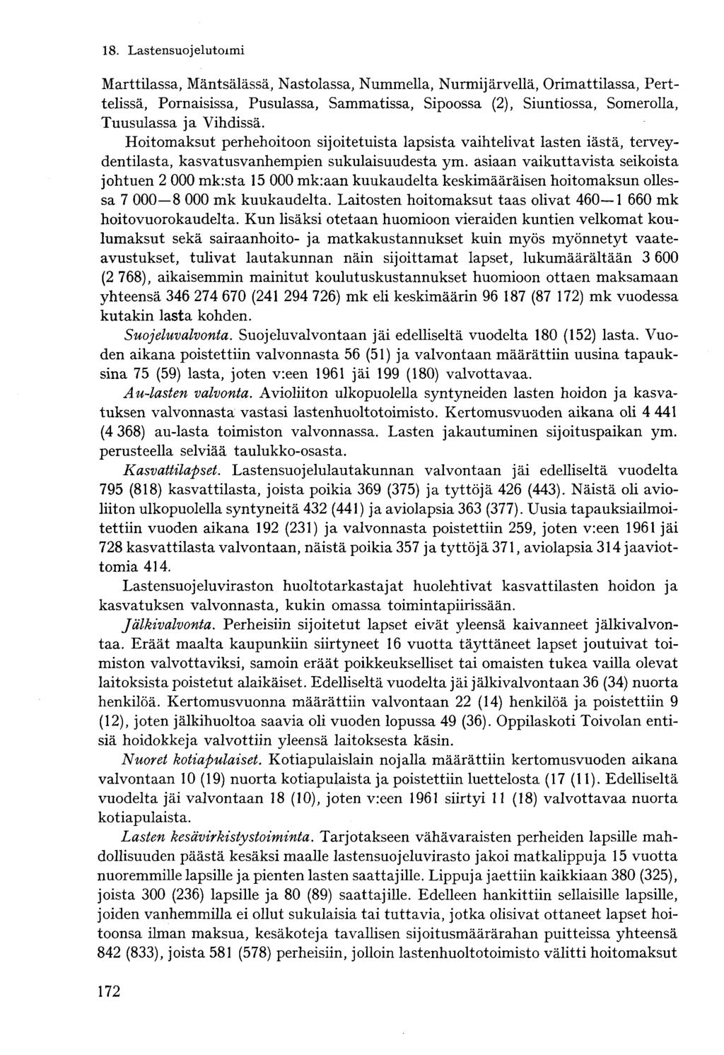 8. Lastensuo j elutoimi Marttilassa, Mäntsälässä, Nastolassa, Nummella, Nurmijärvellä, Orimattilassa, Perttelissä, Pornaisissa, Pusulassa, Sammatissa, Sipoossa (), Siuntiossa, Somerolla, Tuusulassa