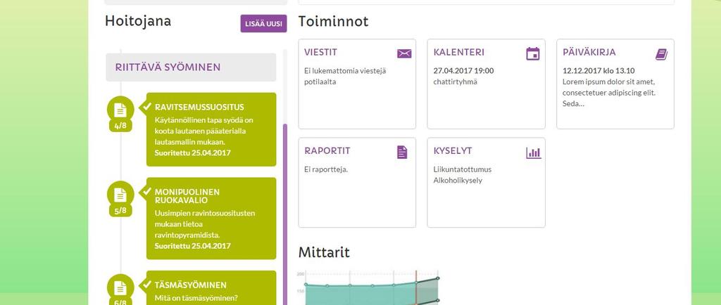 potilaskortti, jossa potilaan