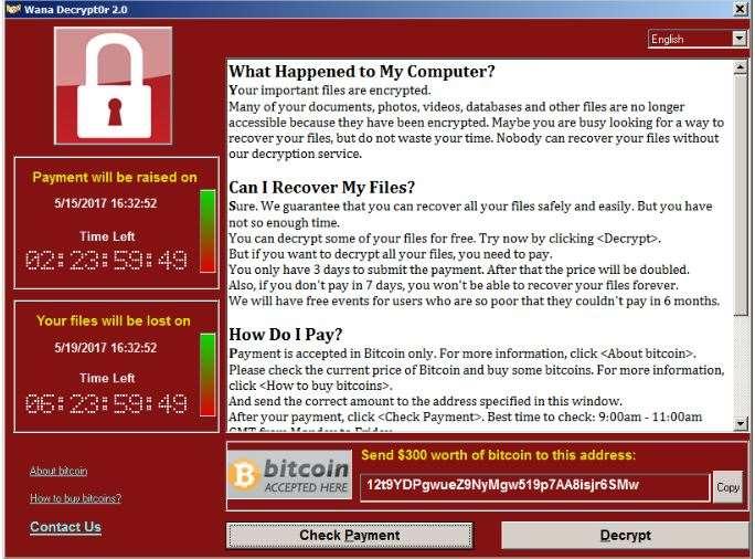 Kiristys: WanaCrypt0r 12.5.2017 perjantaina alkoi massiivinen ransomware hyökkäys. Viikonlopun aikana jopa 200 000 infektiota yli sadassa maassa.