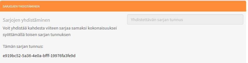 5. Tapahtumasarjan määrittelyt / 2 Tapahtumasarjojen yhdistäminen Avaa ylemmän oranssin palkin kynä-symboli. Alin muokattava kohta on Sarjojen yhdistäminen. Kun 2-5 seuraa järjestää yhdessä esim.