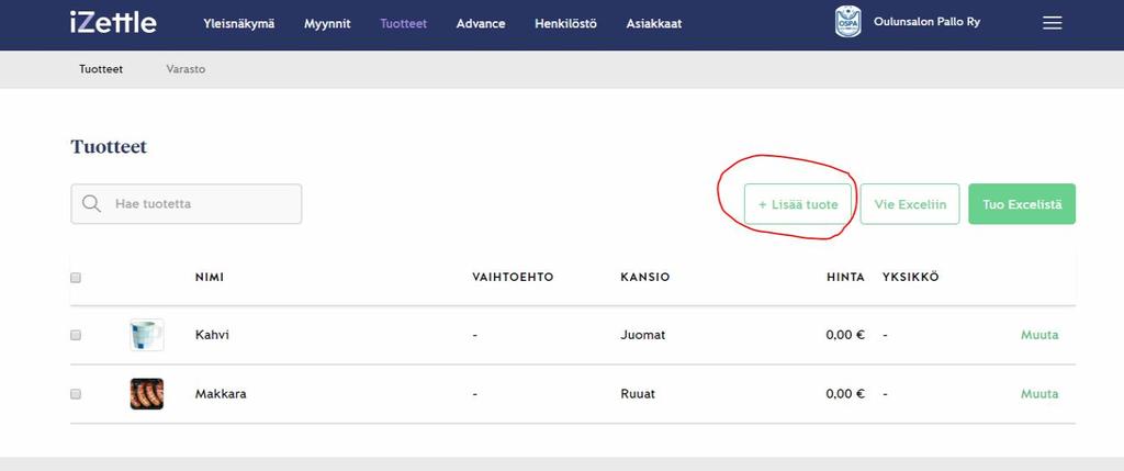 com Määritä kauppa Lisää tuotteet