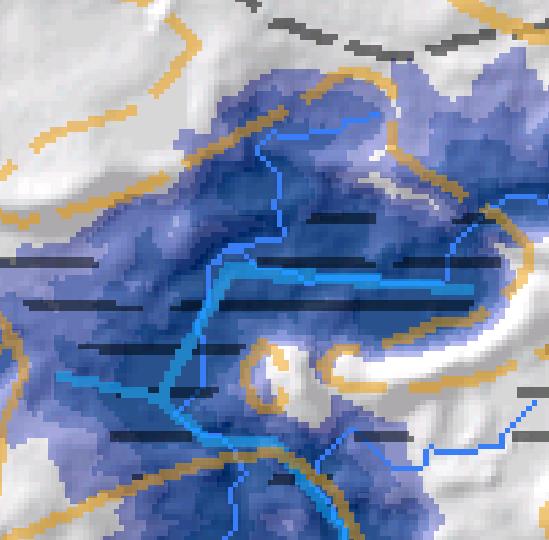 Depth to water -kosteusindeksi Oletuksena on, että alueet johon maastonmuotojen perusteella kerääntyy pintavesiä, ovat