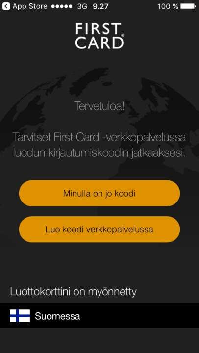 Kortit ) ja paina Luo kirjautumiskoodi.