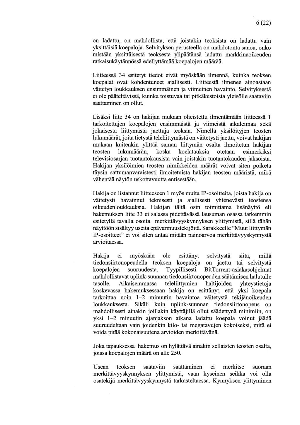6(22) on ladattu, on mahdollista, että joistakin teoksista on ladattu vain yksittäisiä koepaloja.
