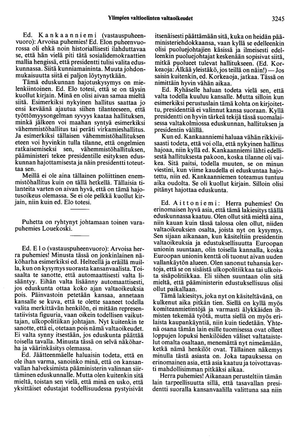 Ylimpien valtioelinten valtaoikeudet 3245 Ed.