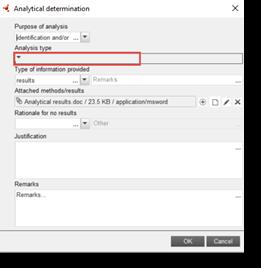 Analytical determination (analyyttinen määritys) rivi 2