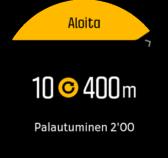 6. Jos haluat keskeyttää intervalliharjoituksen ennen kaikkien toistojen suorittamista, avaa urheilutila-asetukset pitämällä keskipainiketta painettuna ja poista intervalliharjoitus käytöstä