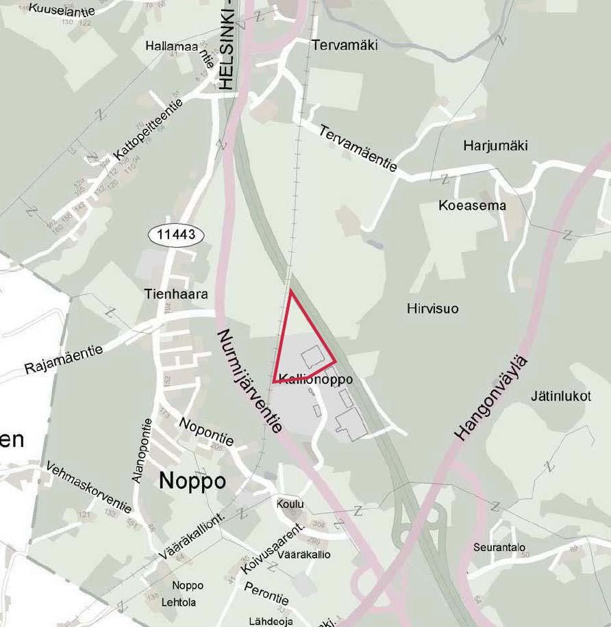 selostus 51:007 1.1. Suunnittelualueen sijainti Asemakaava ja asemakaavamuutosalue sijaitsevat 51. eli Kallionoppo kaupunginosassa, Hyvinkään eteläreunalla. Suunnittelualueen koko on noin 10,6 ha.