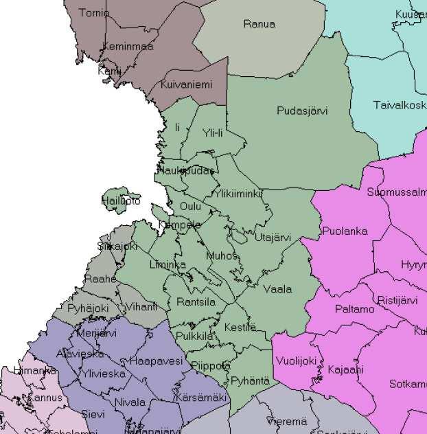 36 5 KAUPAN NYKYTILA JA KEHITYSNÄKYMÄT 5.1 Oulun markkina-alue TNS Gallup Oy:n laatiman suuren vaikutusaluetutkimuksen (2006) mukaan Oulun päämarkkina-alueeseen kuuluu Pohjois-Pohjanmaan alue.