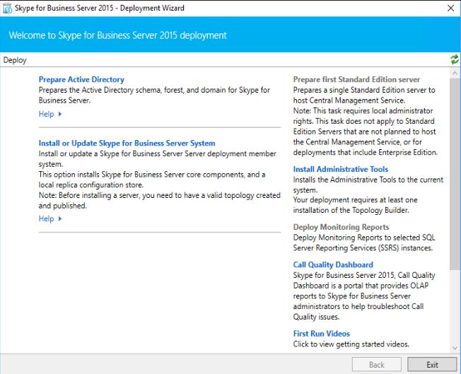 Asennuksessa kesti muutama minuutti, jonka jälkeen virtuaalipalvelimelle asentui kaksi uutta ohjelmaa Skype for Business Server 2015 Deployment Wizard ja Skype for Business Server