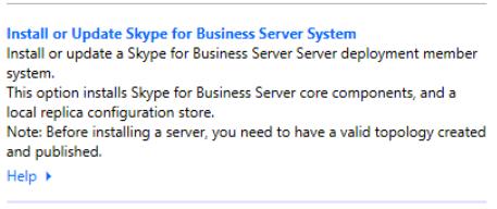 Asennuksia varten Deployment Wizard -ohjelmassa suoritettiin eri vaiheet Install or Update Skype for Business Server System (kuva 26) alta. Kuva 26.