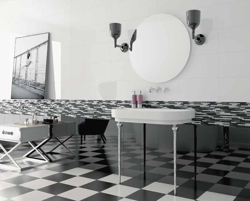 CALYPSO BLACK & WHITE CALYPSO BLACK & WHITE -seinälaattasarja puhuttelee yksinkertaisella tyylikkyydellään musta ja valkoinen luovat trendikkäitä kontrasteja.