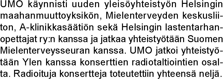 Mikael Agricolan kirkko, G Liperuskoulussa ja Auroran sairaalassa.