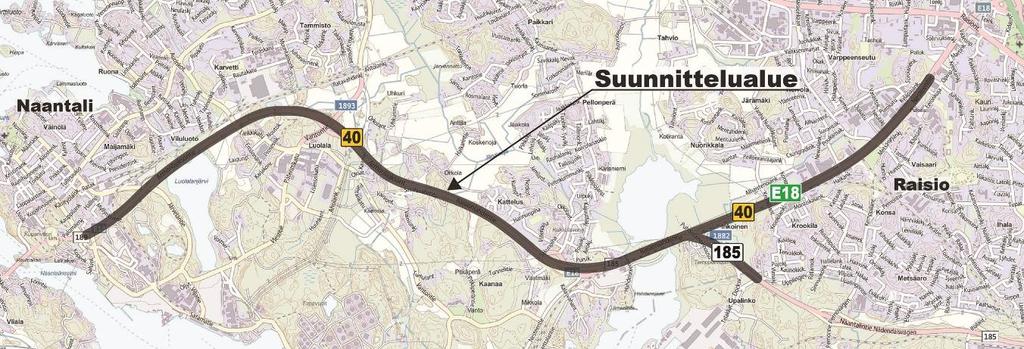 1 1. JOHDANTO E18 Turun kehätie (kantatie 40) on osa Suomen tärkeintä päätieyhteyttä ja Varsinais-Suomen maakunnan merkittävin tieyhteys.