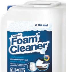 DeLaval Foam Cleaneria voidaan käyttää vaahdotinlaitteella, painepesurilla tai manuaalisesti.