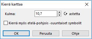 desimaalilukuna Älä kierrä pohjois-etelä suuntaisia symboleita